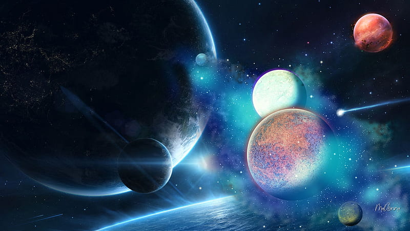 Space Dreams, Firefox theme, moons, planets, shooting stars, spacer, milky way, galaxies, HD wallpaper