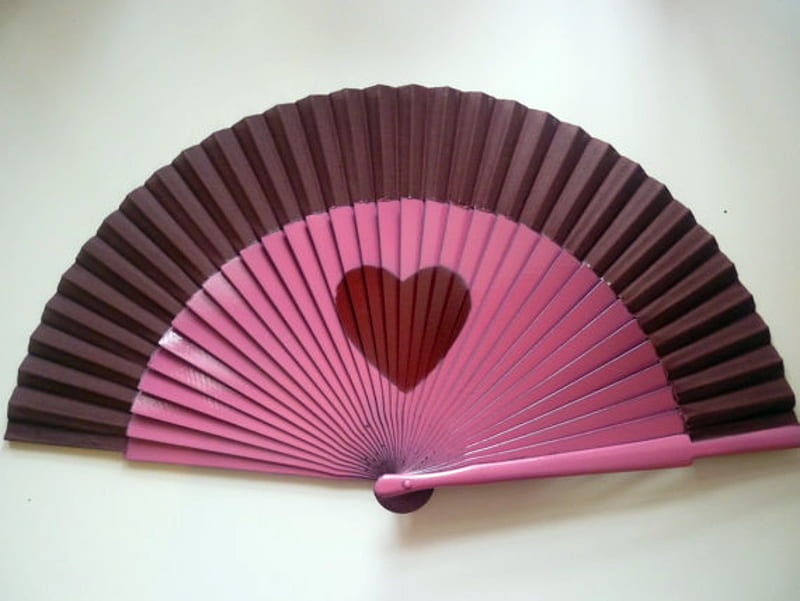 Heart Hand Fan, Pink, Fan, Abstract, Valentine Day, Hand, grahpy, HD wallpaper