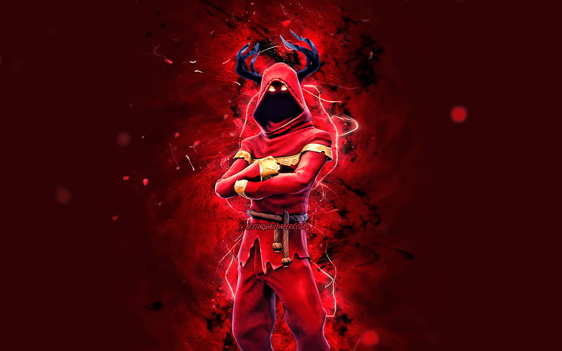 Cloaked Shadow red neon lights, 2020 games, Fortnite Battle Royale, Fortnite characters, Cloaked Shadow Skin, Fortnite, Cloaked Shadow Fortnite, HD wallpaper