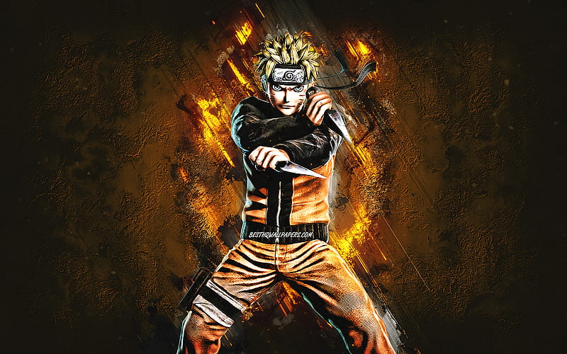 Uzumaki Naruto, main character, Naruto, orange stone background, anime characters, japanese manga, HD wallpaper