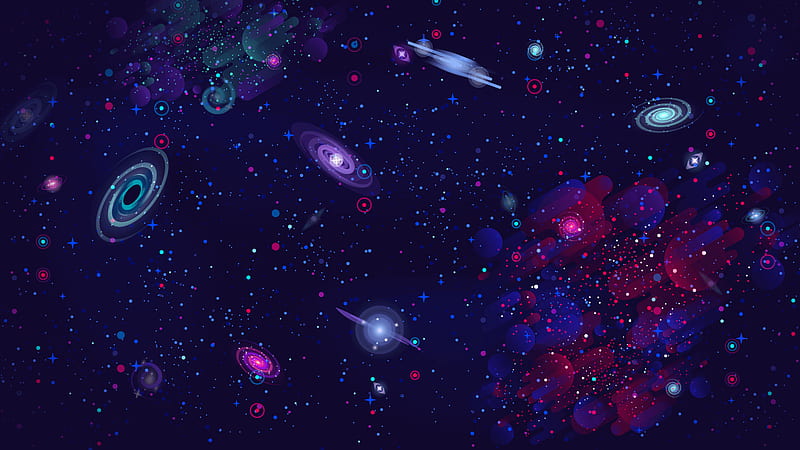 Artistic, Space, Cosmos, Stars, Planet, Galaxy, Minimalist, HD wallpaper