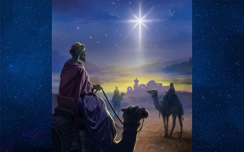 Star of Bethlehem, camels, star, gospel, magi, HD wallpaper