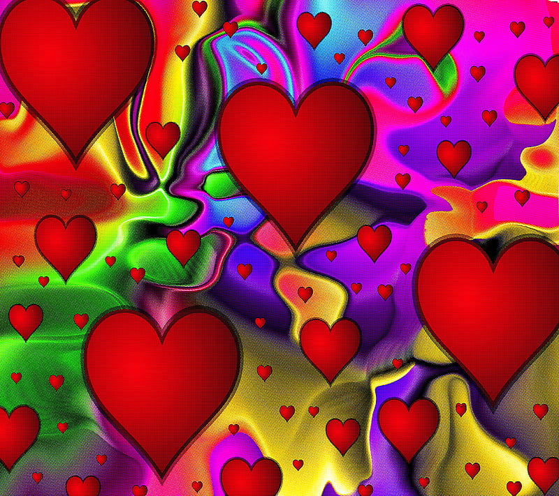 Love Hearts, abstract, love hearts pattern, HD wallpaper