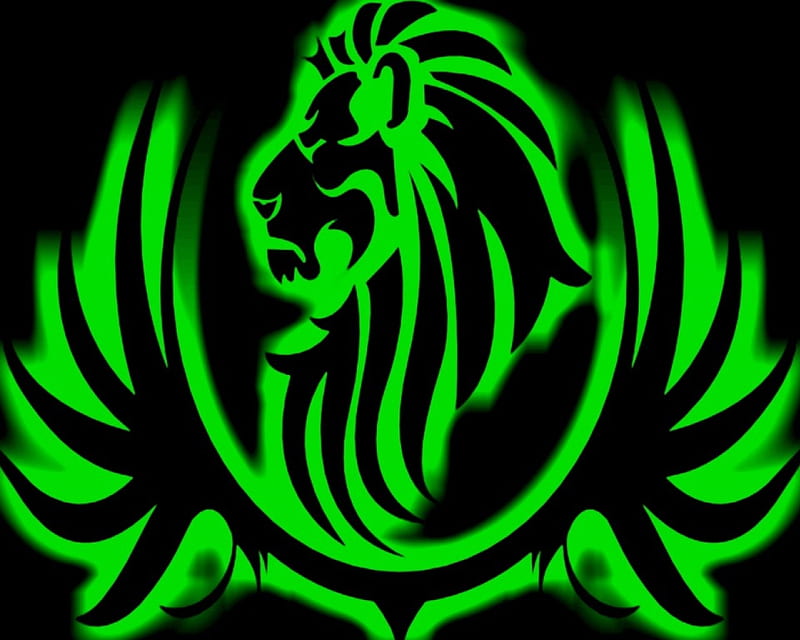 Black Large Lion Green, raggatek, black, lion, lime, gizzzi, green, tribal, gabbernetz, raggatech, black lion, HD wallpaper