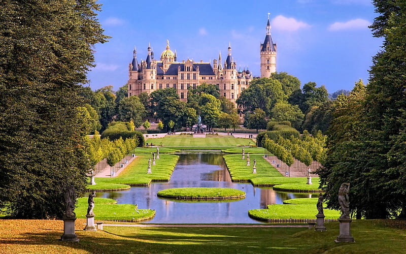 Schwerin Castle, Germany, Parks, Landscape, Castle, Germany, HD wallpaper