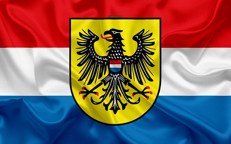 Flag of Heilbronn silk texture, red white blue silk flag, coat of arms, German city, Heilbronn, Baden-Württemberg, Germany, symbols, HD wallpaper