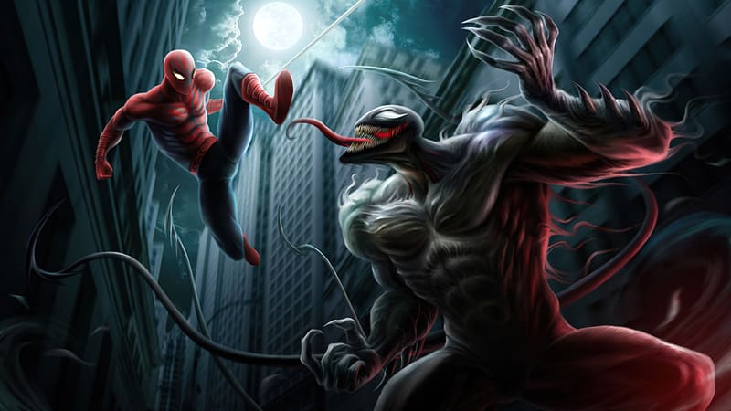 Venom Vs Spiderman Fight, venom, spiderman, superheroes, artist, artwork,  digital-art, HD wallpaper | Peakpx