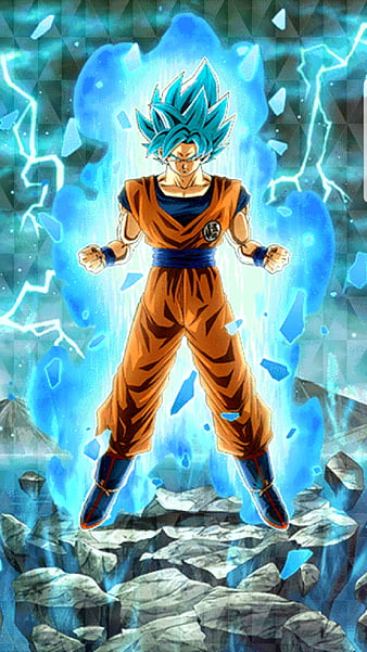 Goku blue, anime, dragonball, kamehameha, ssb, super, HD phone wallpaper