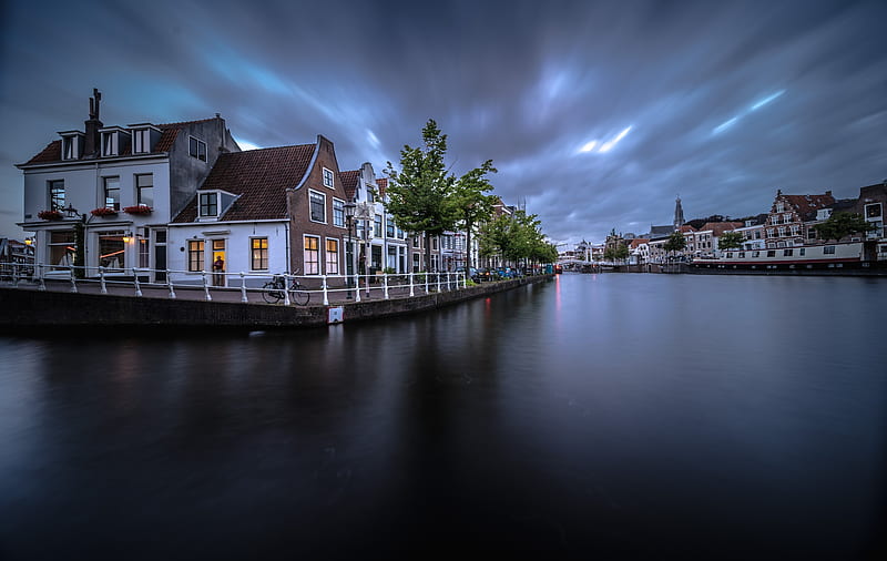 Man Made, Haarlem, City, House, Netherlands, River, Twilight, HD wallpaper