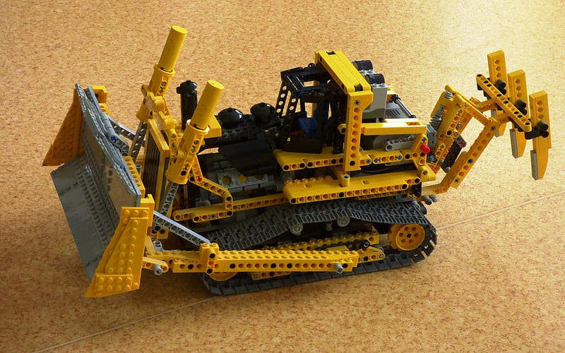 Lego Bulldozer, toy, Lego, construction game, bulldozer, HD wallpaper