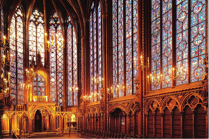 Interior Gothic Church, windows, gothic, decorations, interior, church, HD wallpaper