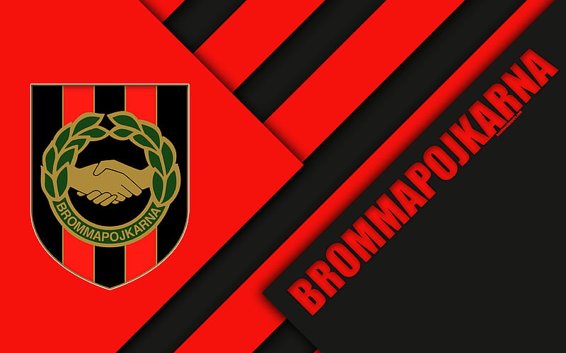 IF Brommapojkarna logo, material design, Swedish football club, red black abstraction, Allsvenskan, Bromma, Sweden, football, Brommapojkarna FC, HD wallpaper
