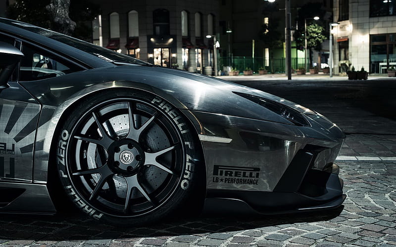 Lamborghini Aventador Pirelli Tyres, lamborghini, lamborghini-aventador, tuned, modified, carros, wheels, alloys, HD wallpaper
