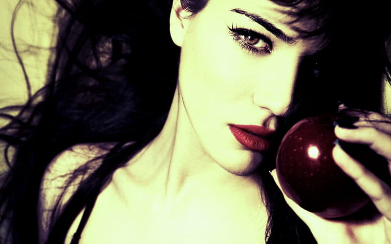 Forbidden Fruit, apple, fruit, forbidden, girl, HD wallpaper