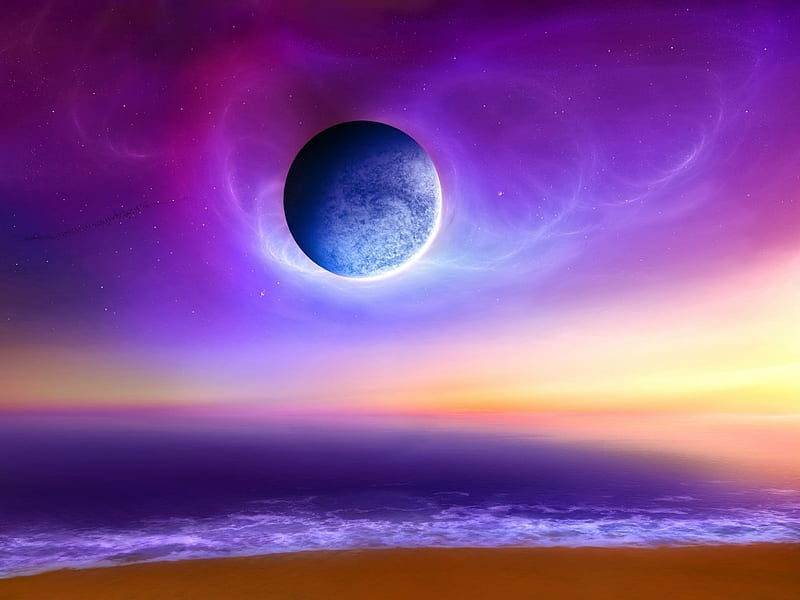 Colorful Space Colorful Beach Water Planet Purple Space Pink Hd Wallpaper Peakpx 0077