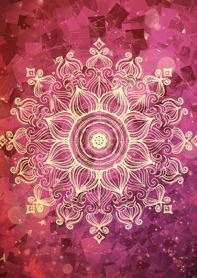 Magenta Mandala, flower, magenta, mandala, HD phone wallpaper