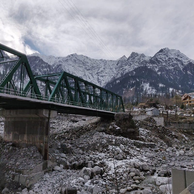 Snow Bridge, awesome, snowbridge, shimla, india, winter, afternoon, shalong, valley, HD phone wallpaper