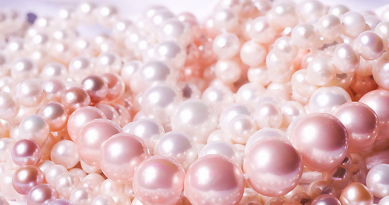 Pearls, pearl, texture, summer, jewel, pink, HD wallpaper