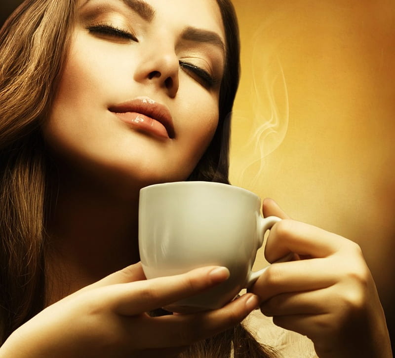 Model, coffee, subbotina anna, cup, lady, HD wallpaper Model, coffee, subbotina anna, cup, lady, HD wallpaper