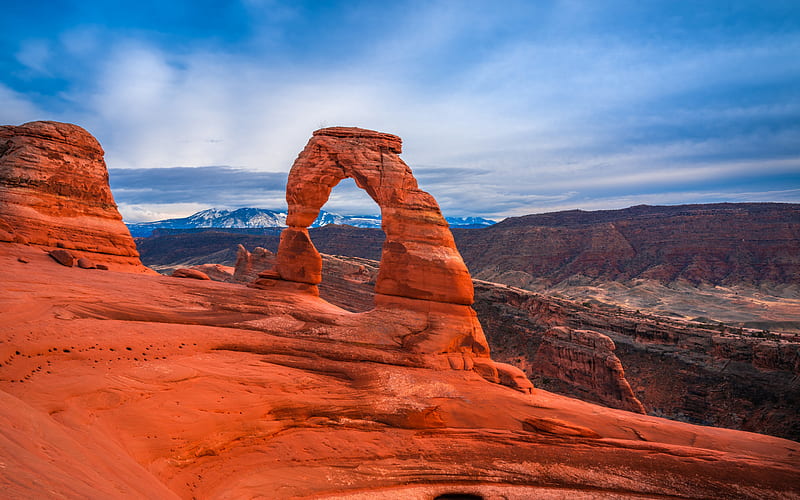 canyons, arch, red rocks, mountain landscape, cliffs, Arizona, USA, HD wallpaper