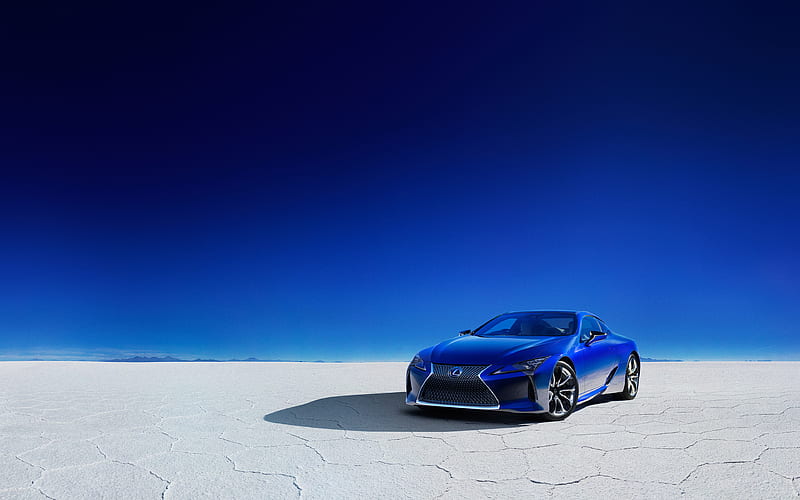 Lexus LC 500h, desert, 2018, blue Lexus LC, japanese cars, Lexus, HD wallpaper