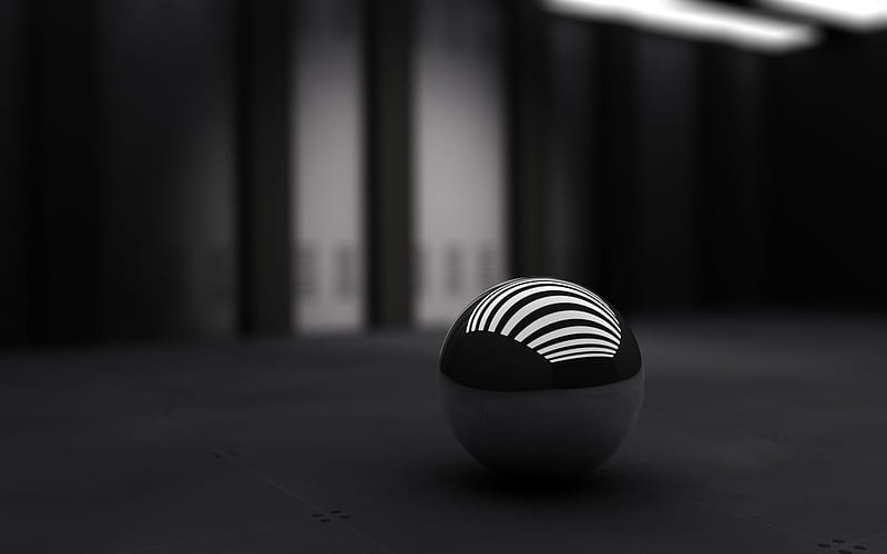 Black Ball With White Bands, black, white, 3d, bands, ball, HD wallpaper