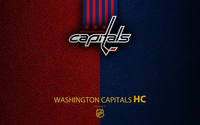 Washington Capitals, HC hockey team, NHL, leather texture, logo, emblem, National Hockey League, Washington, USA, hockey, Eastern Conference, Metropolitan Division, HD wallpaper