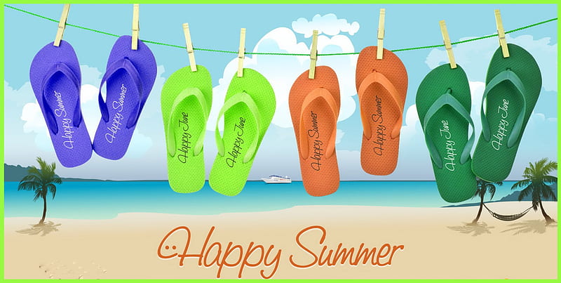 Its June and summer time, summer, month, flip flops, line, HD wallpaper