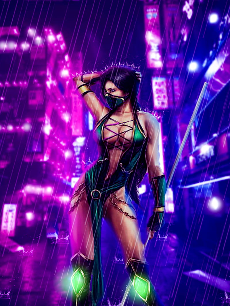 Cyberpunk girl, anime, neon, sonya, warrior, HD phone wallpaper