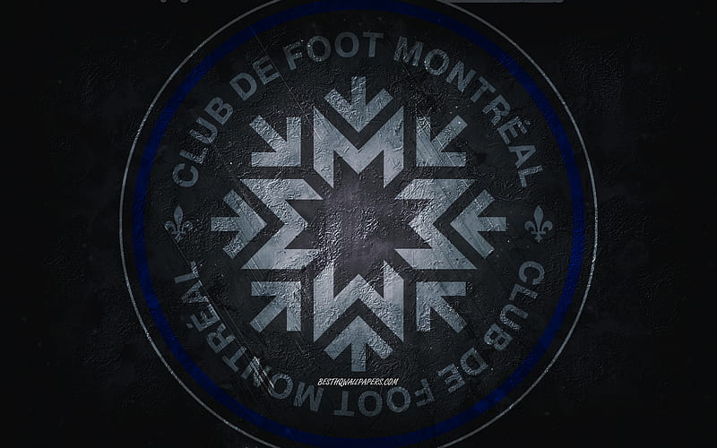 CF Montreal, Canadian soccer team, blue stone background, CF Montreal logo, grunge art, MLS, soccer, Canada, USA, CF Montreal emblem, Club de Foot Montreal, HD wallpaper