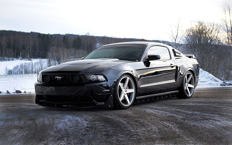 Mustang, Custom Wheels, Black, Ford, HD wallpaper