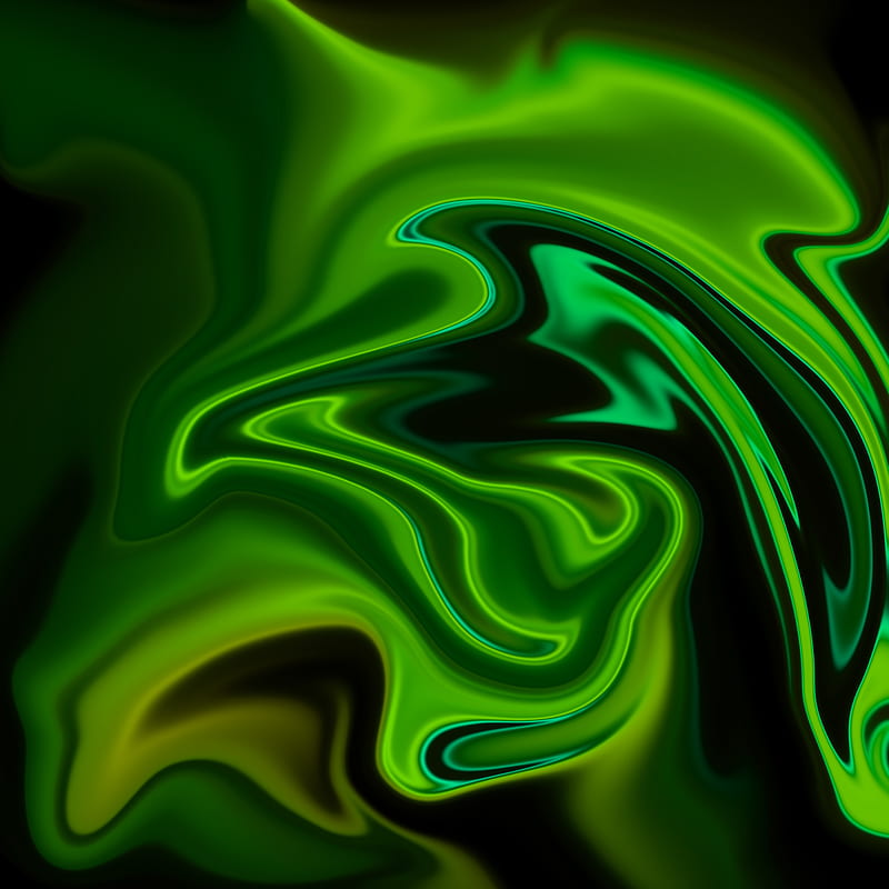 green illumination, digital, flow, fluid, green, interweaving, liquid, modern, pattern, smoke, wave, HD phone wallpaper