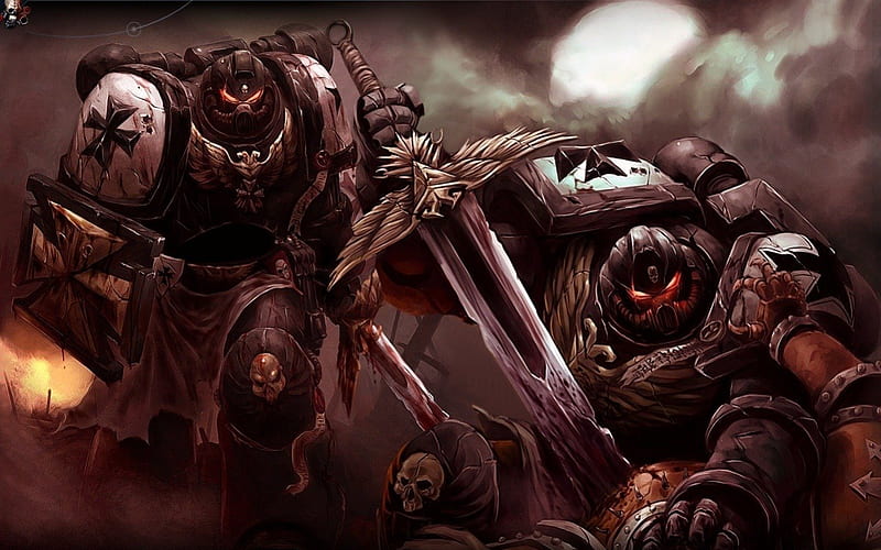 Black Templar Legion, warhammer, dawn of war, guerra, dawn, legion, templar, black, flood, HD wallpaper