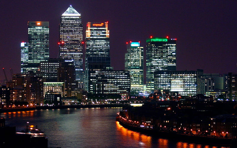 London, modern buildings, nightscapes, UK, England, HD wallpaper