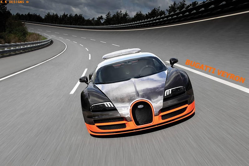 Bugatti Veyron K.K, kumar khan, kkvt, bugatti veyron, chrome bugatti, virtual tuning, k k designs, HD wallpaper