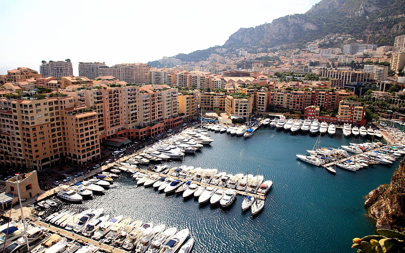 Monte-Carlo, Bay, yachts, sea, summer, Monaco, HD wallpaper