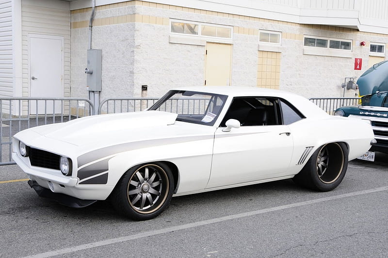 Pro Mod Camaro, Classic, White, 1969, Cowl Hood, HD wallpaper | Peakpx