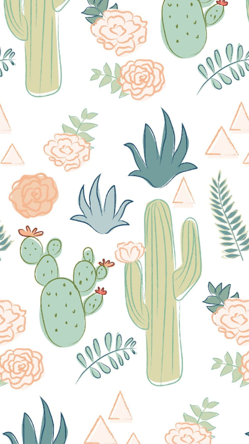 Cactus, cacti, cactus pattern, pattern, patterns, HD phone wallpaper