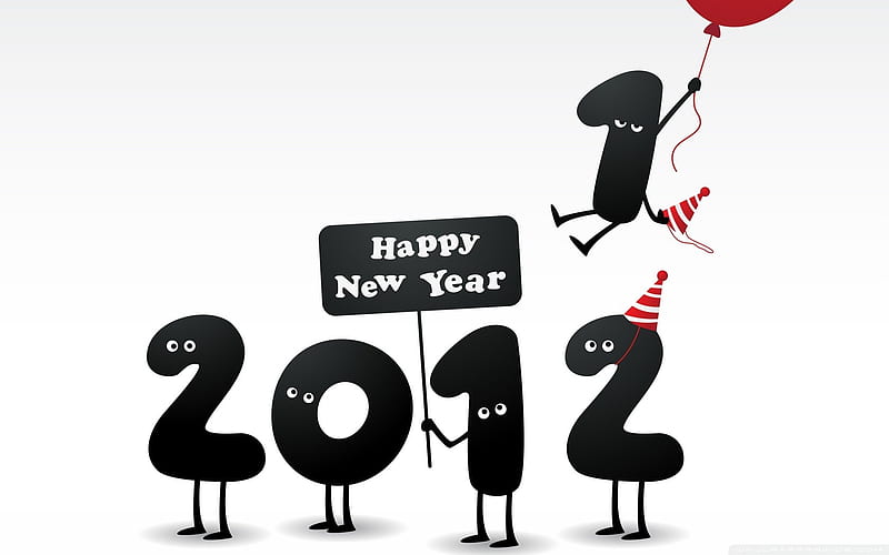 black-Happy New Year 2012, HD wallpaper