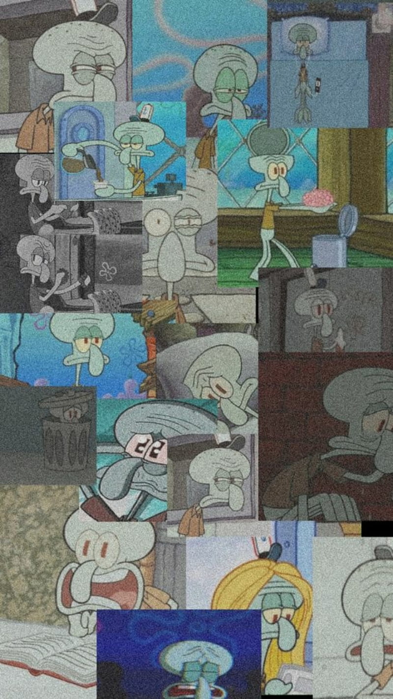 Sad Squidward, aesthetic, sad aesthetic, spongebob, HD phone wallpaper