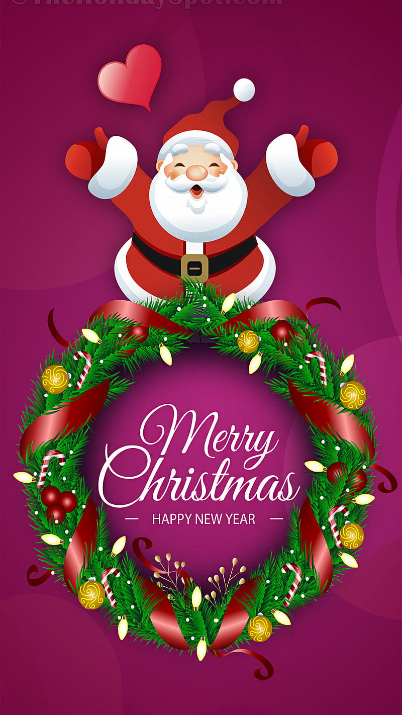 merry Christmas, decoration, drawings, happy new year, heart, red, santa claus, sayings, wish, HD phone wallpaper
