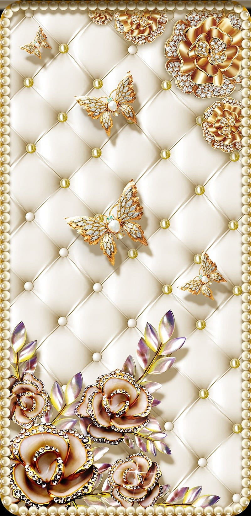 Butterfly Dreams, bonito, butterfly, dream, flower, girly, gold, pretty,  roses, HD phone wallpaper | Peakpx