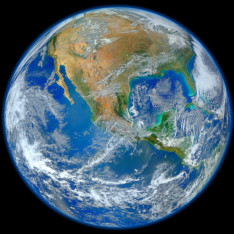 Earth, space, clouds, North America, sea, desert, HD phone wallpaper