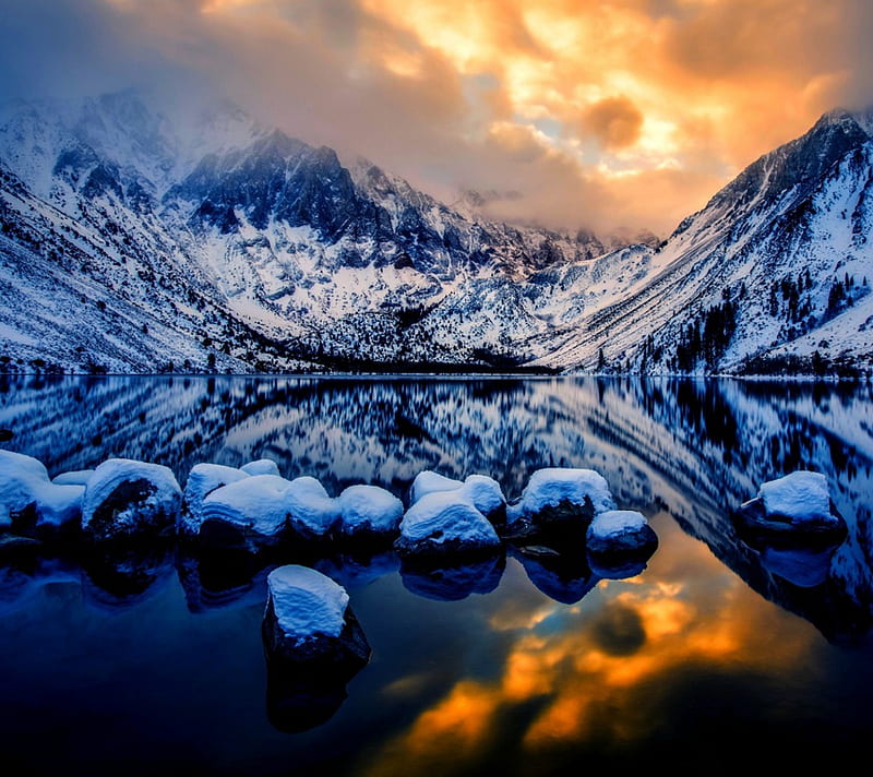 Mountain, reflection, winter, HD wallpaper | Peakpx