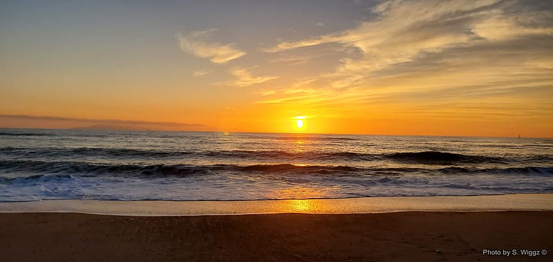 Sunset at Mandalay Bay Beach, California, Sand, Ocean, Mandalay, Beach, Waves, Bay, Sky, California, Clouds, HD wallpaper