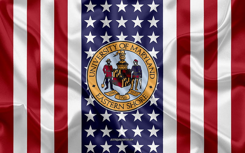 University of Maryland Eastern Shore Emblem, American Flag, University of Maryland Eastern Shore logo, Princess Anne, Maryland, USA, University of Maryland Eastern Shore, HD wallpaper