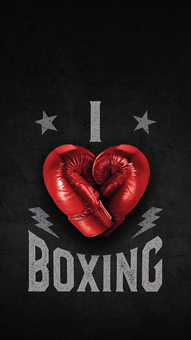 I love boxing, black, design heart, red, sayings, esports, HD phone wallpaper