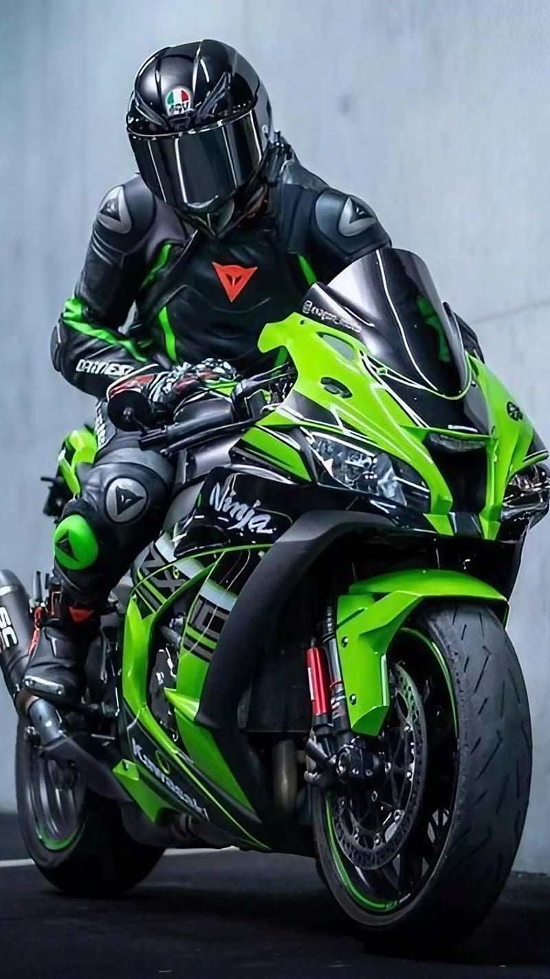 Kawasaki Ninja H2r Bike, Green Bike Riding, HD phone wallpaper