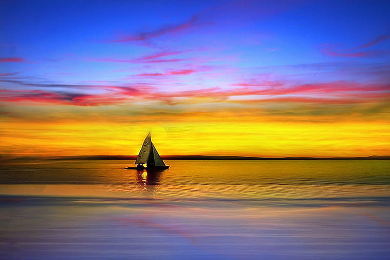 Sailboat, Black, Red, Orange, Blue, HD wallpaper | Peakpx