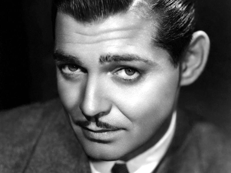 Clark Gable, bw, black, face, man, white, actor, HD wallpaper
